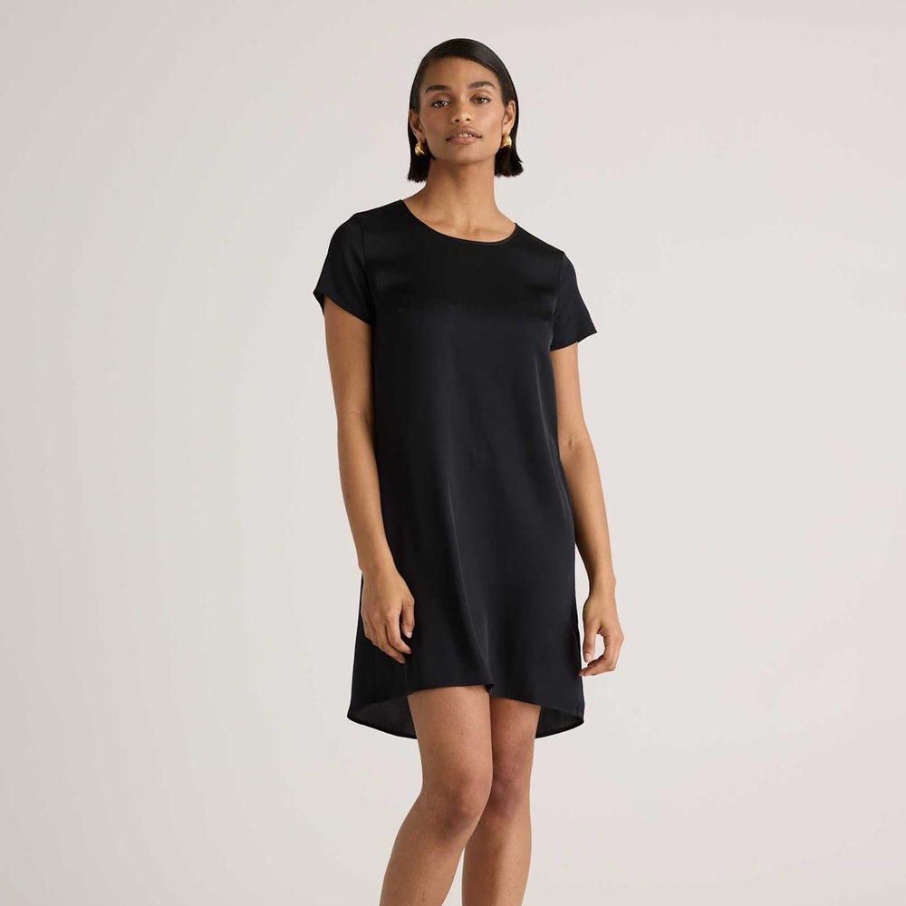 Quince washable silk t-shirt dress, size xs | black